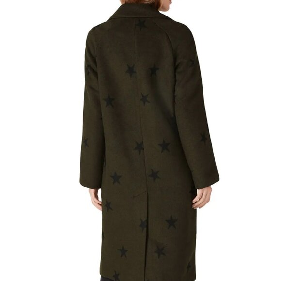 Avec Les Filles Forest Green & Black Star Print Raglan Coat XS - Picture 3 of 11